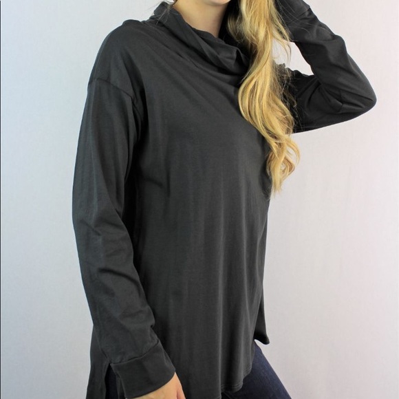 Long Sleeve Cowl Neck Solid Top in Black - Picture 1 of 6